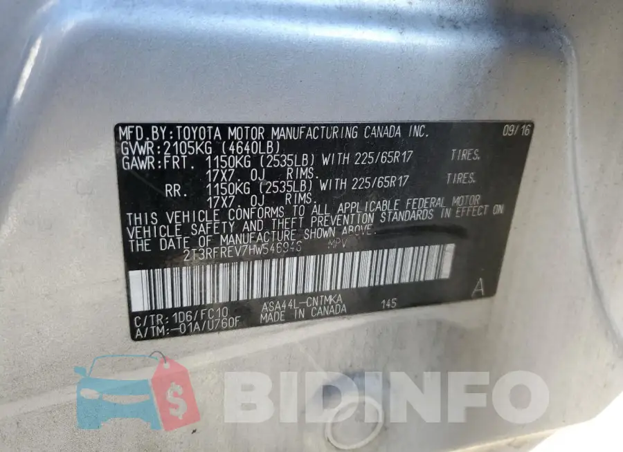 2T3RFREV7HW546946 Photo# 13