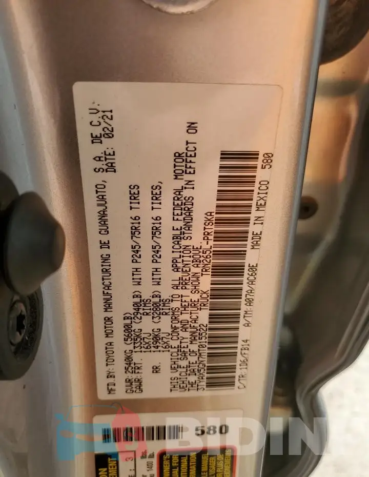 3TYAX5GN7MT015522 Photo# 12