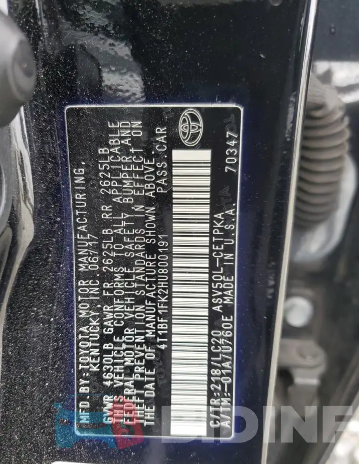 4T1BF1FK2HU800191 Photo# 12