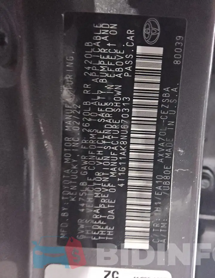 4T1G11AK8NU670313 Photo# 13
