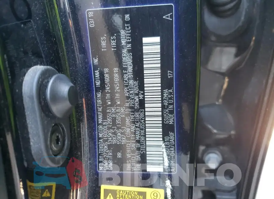 5TDJZRFHXJS542863 Photo# 13