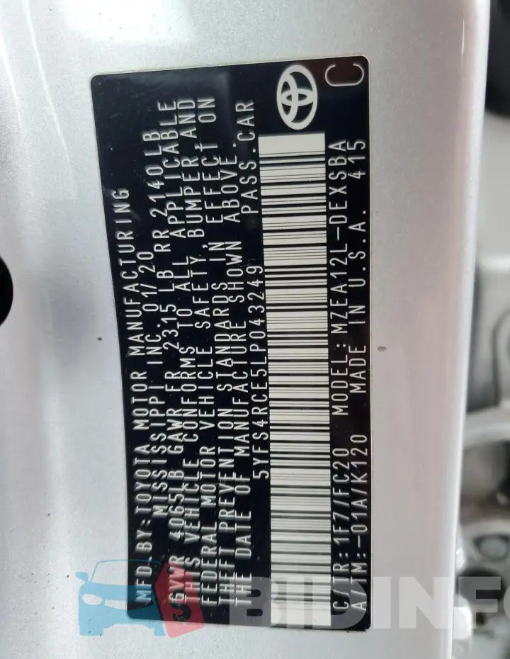 5YFS4RCE5LP043249 Photo# 13