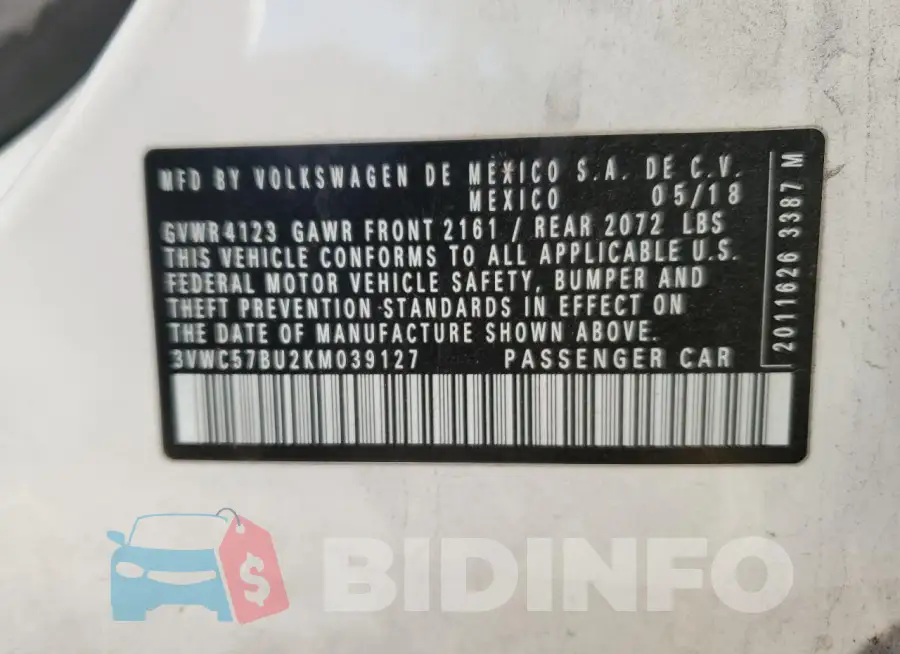 3VWC57BU2KM039127 Photo# 13