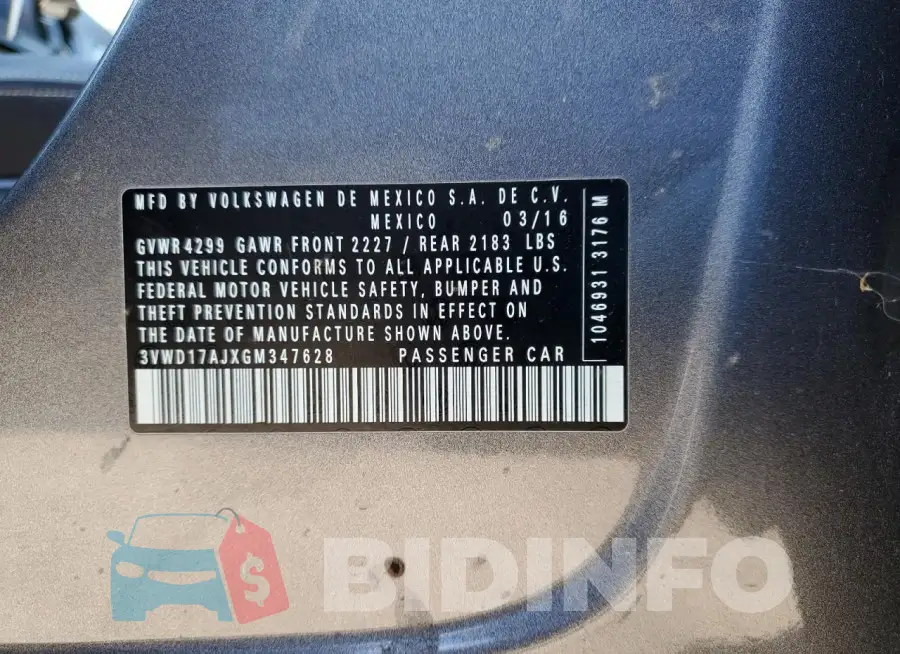 3VWD17AJXGM347628 Photo# 12