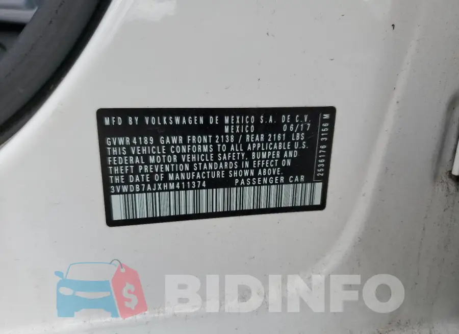 3VWDB7AJXHM411374 Photo# 12