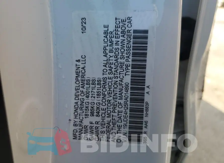 19UDE4H25RA014890 Photo# 12