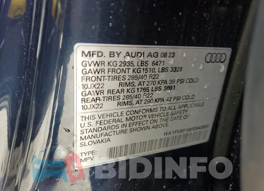 WA1FVBF18PD043893 Photo# 13