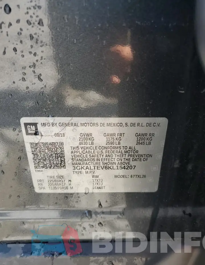 3GKALTEV6KL154207 Photo# 14