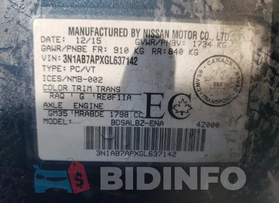 3N1AB7APXGL637142 Photo# 13
