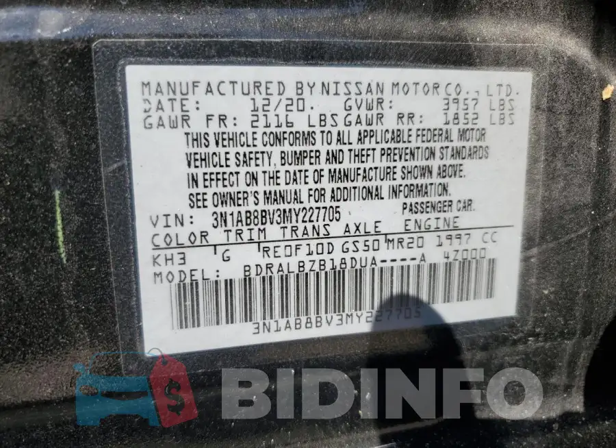 3N1AB8BV3MY227705 Photo# 12