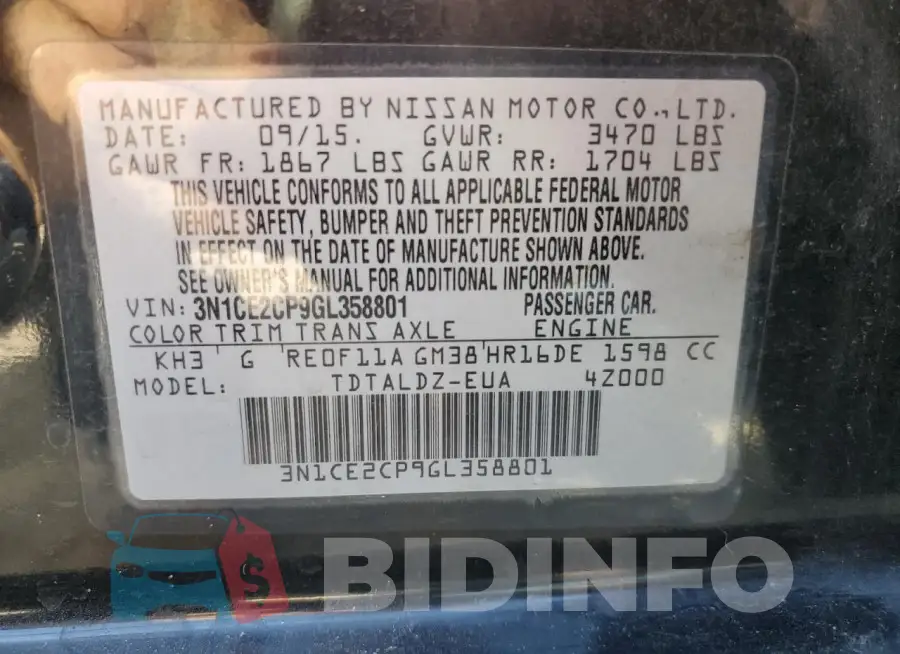 3N1CE2CP9GL358801 Photo# 12
