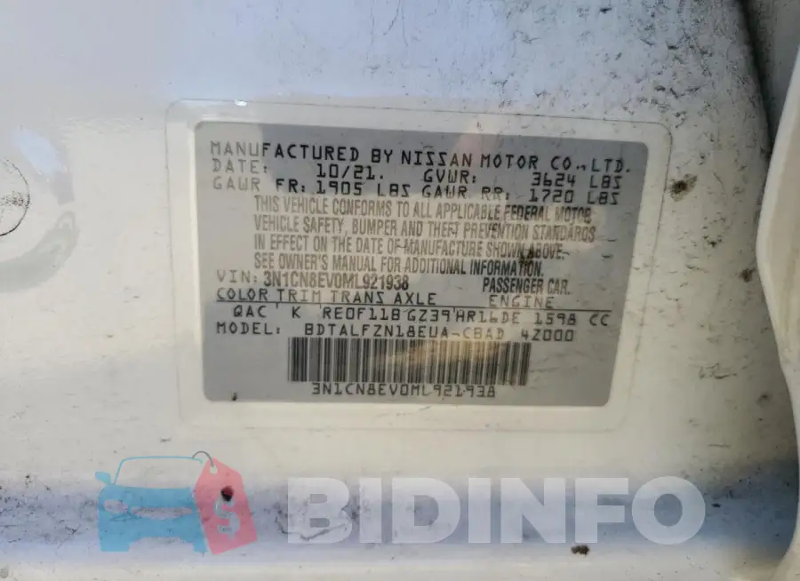 3N1CN8EV0ML921938 Photo# 12