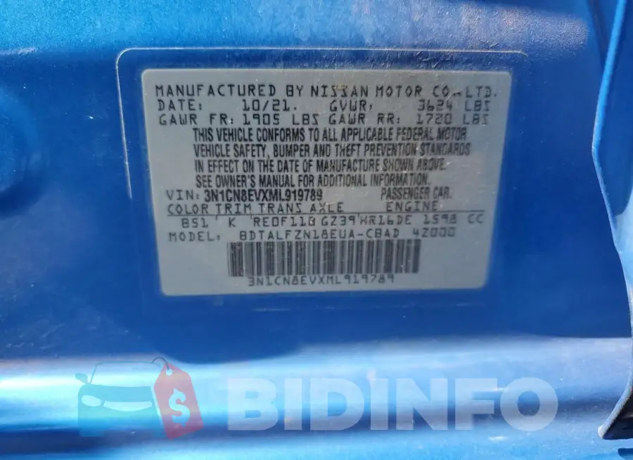 3N1CN8EVXML919789 Photo# 12