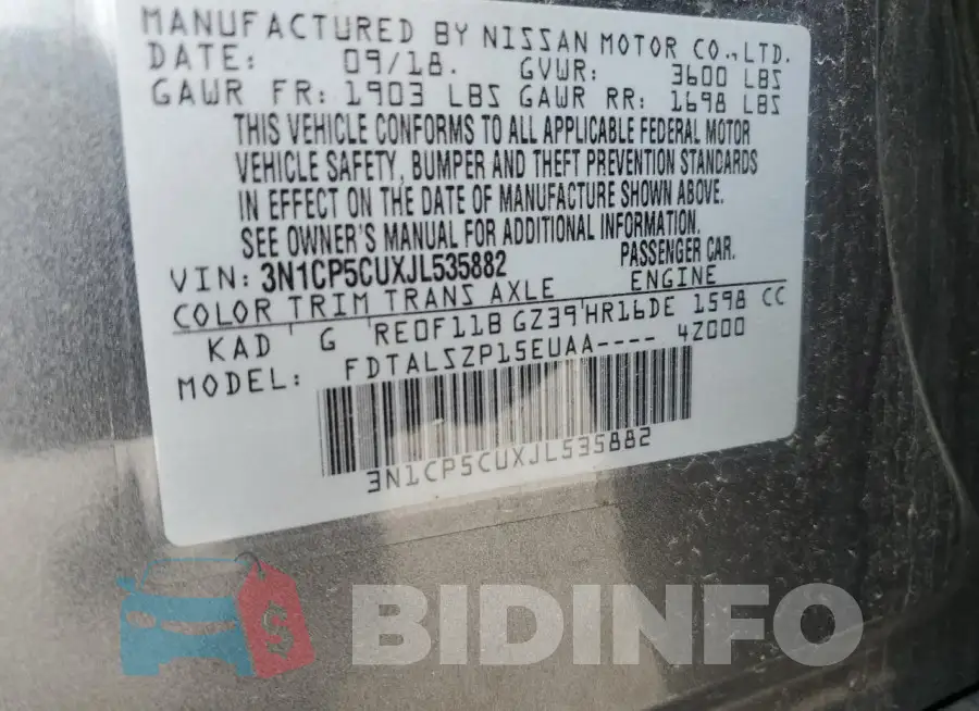 3N1CP5CUXJL535882 Photo# 13