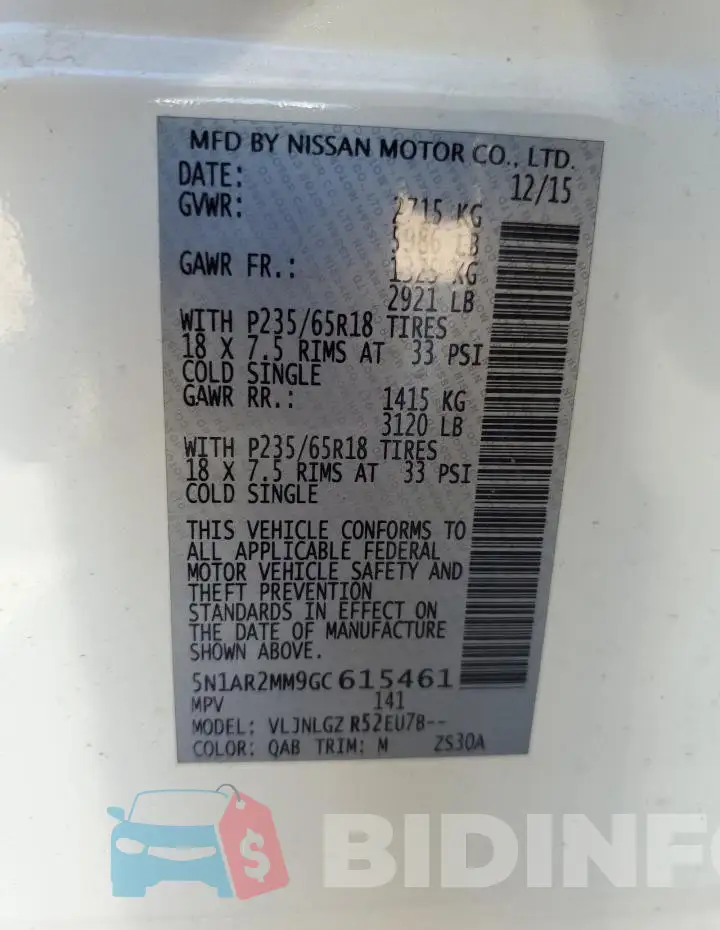 5N1AR2MM9GC615461 Photo# 13