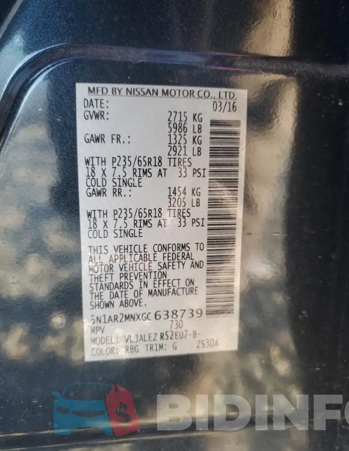 5N1AR2MNXGC638739 Photo# 13