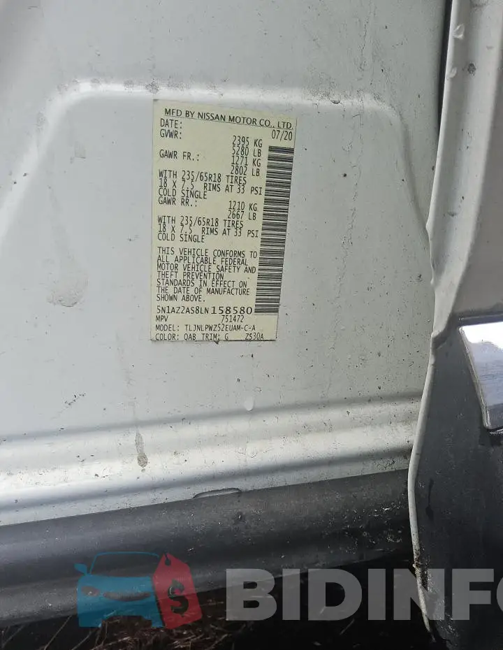 5N1AZ2AS8LN158580 Photo# 12