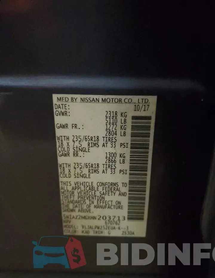 5N1AZ2MGXHN203713 Photo# 12