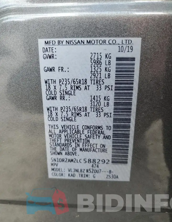 5N1DR2AM2LC588292 Photo# 13