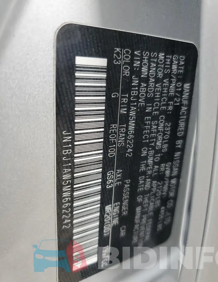 JN1BJ1AW5MW662242 Photo# 13