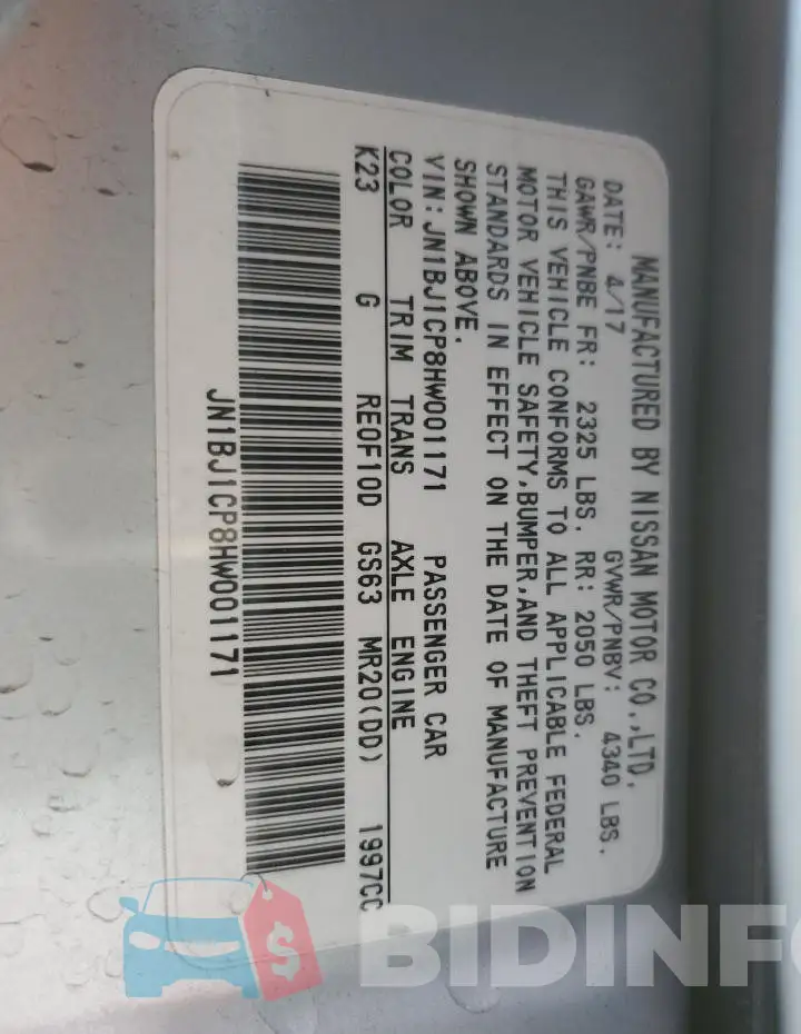 JN1BJ1CP8HW001171 Photo# 14