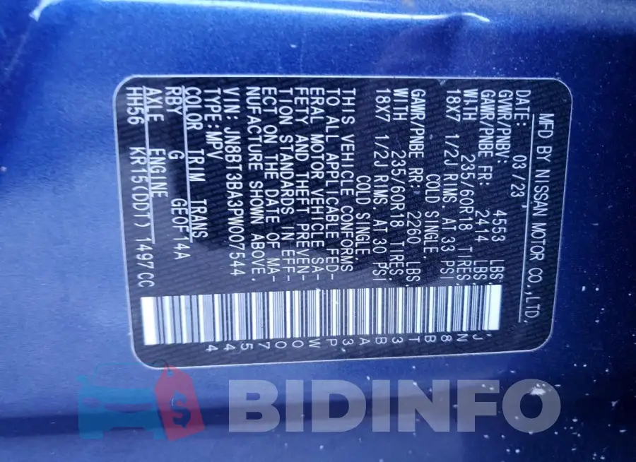 JN8BT3BA3PW007544 Photo# 14
