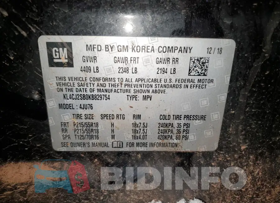 KL4CJ2SB0KB829754 Photo# 13