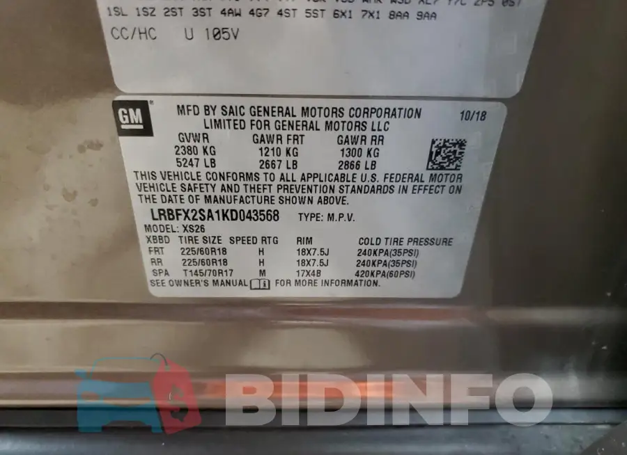 LRBFX2SA1KD043568 Photo# 14