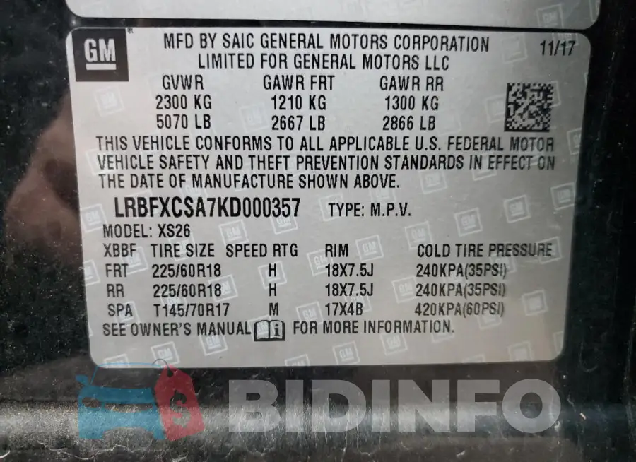 LRBFXCSA7KD000357 Photo# 13