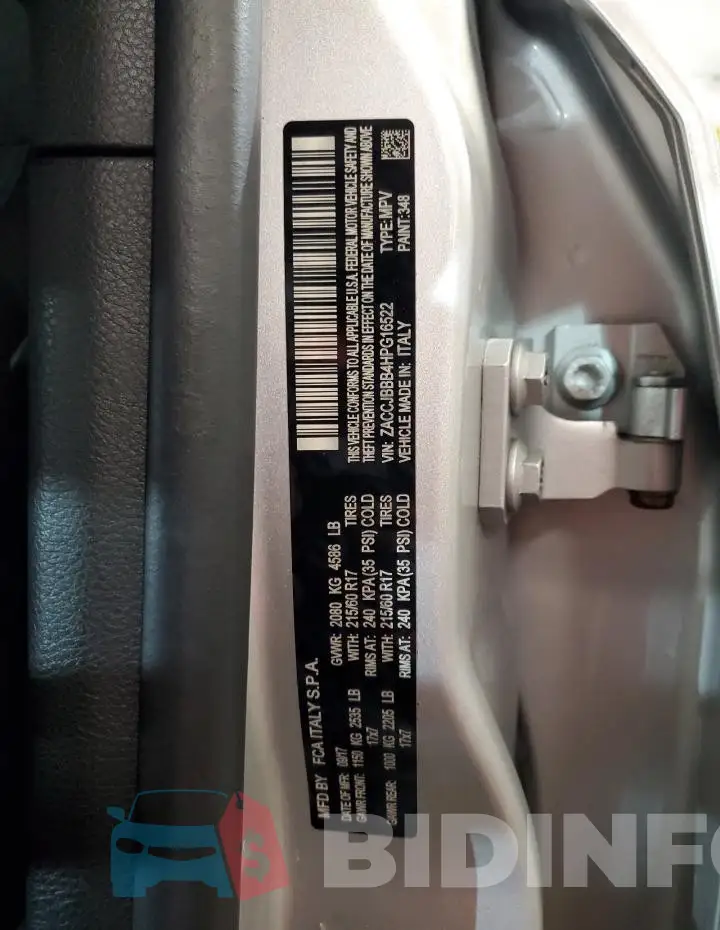 ZACCJBBB4HPG16522 Photo# 13