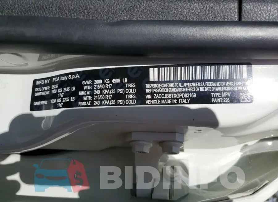 ZACCJBBTXGPD83169 Photo# 13