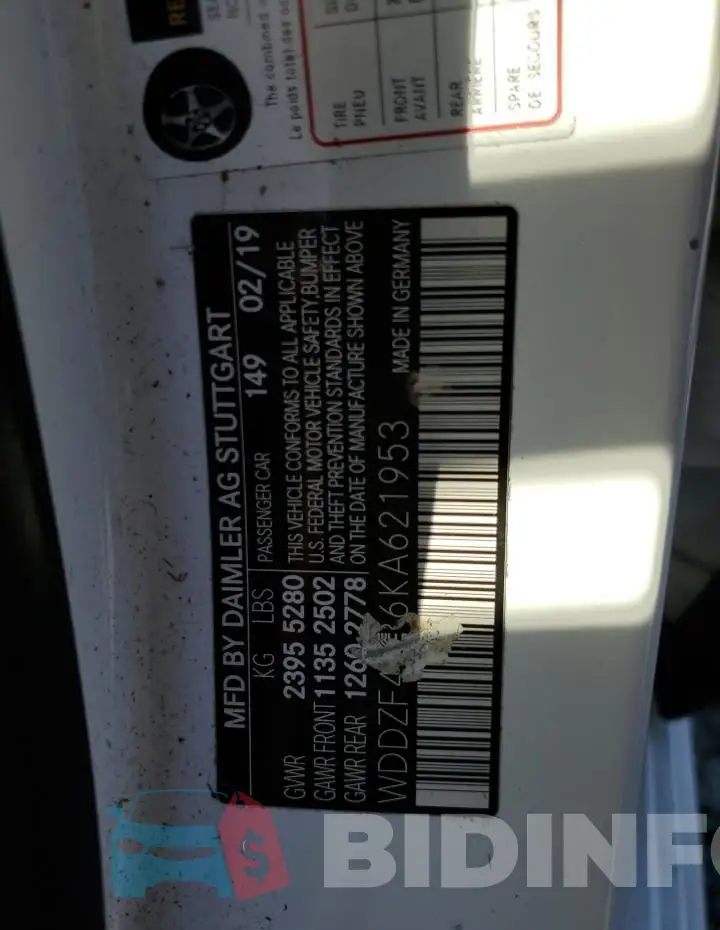 WDDZF4KB6KA621953 Photo# 13