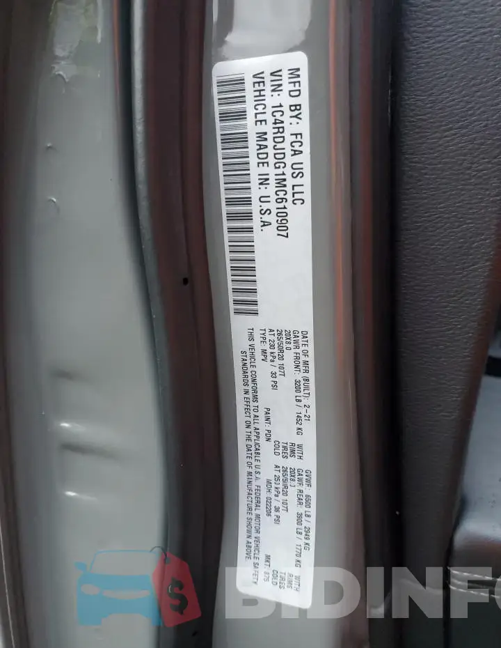 1C4RDJDG1MC610907 Photo# 14