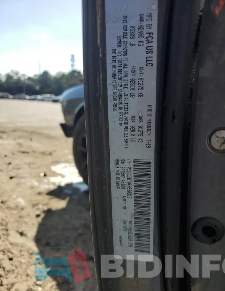 2C3CDZBT0KH690316 Photo# 12