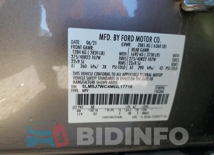 5LM5J7WC4MGL17718 Photo# 13