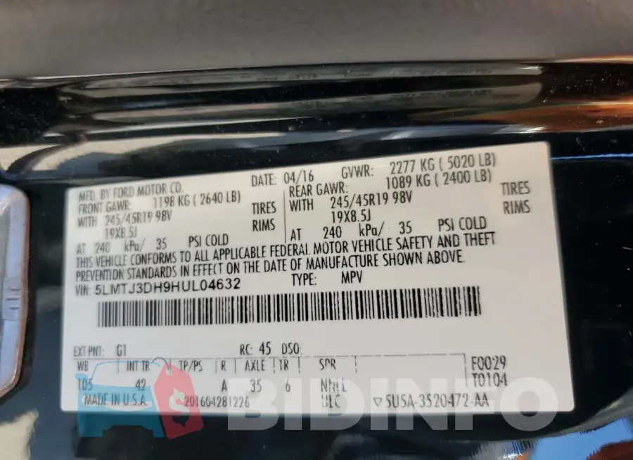 5LMTJ3DH9HUL04632 Photo# 13