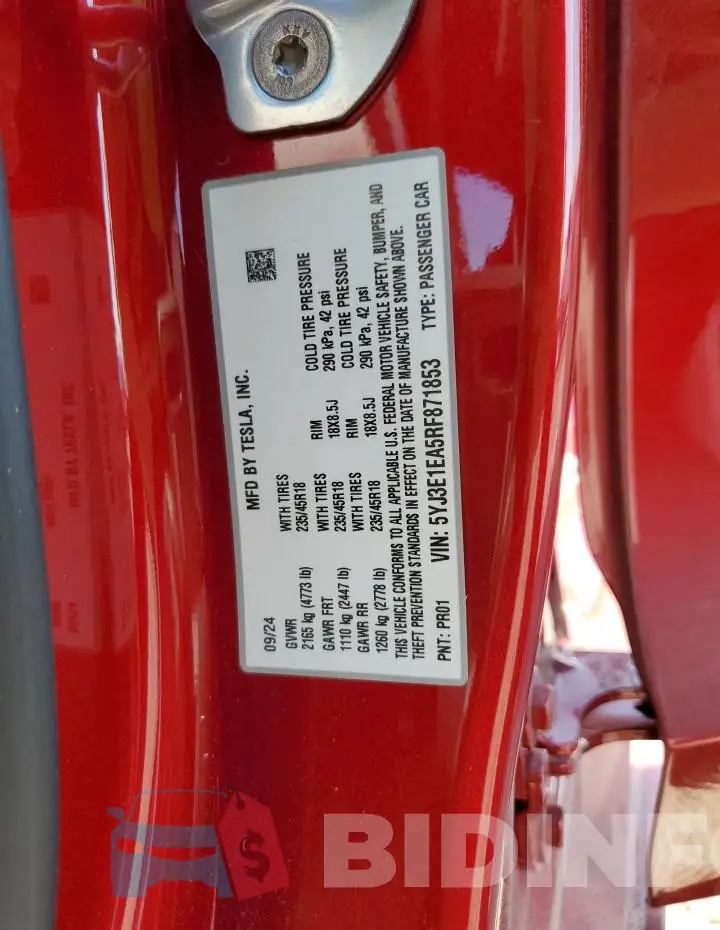 5YJ3E1EA5RF871853 Photo# 12