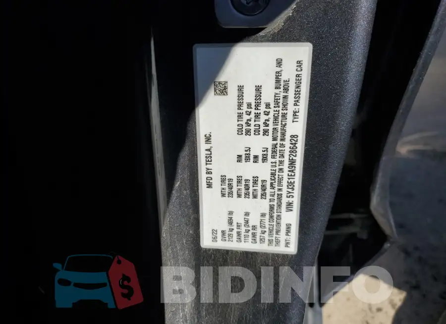 5YJ3E1EA9NF286428 Photo# 12