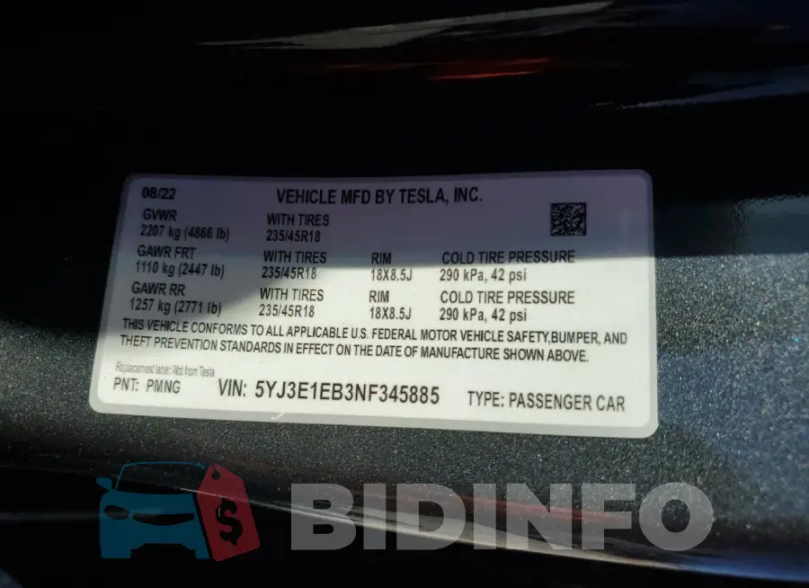 5YJ3E1EB3NF345885 Photo# 12
