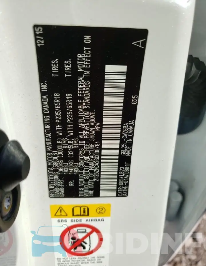 2T2BZMCA2GC008784 Photo# 14