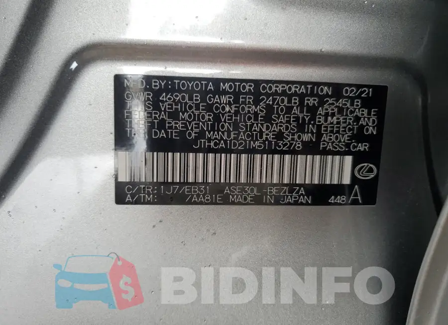 JTHCA1D21M5113278 Photo# 12