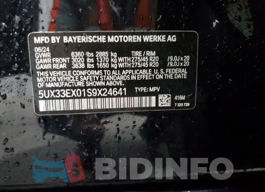 5UX33EX01S9X24641 Photo# 13