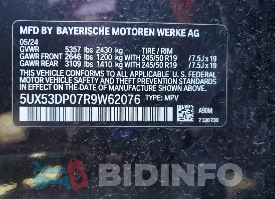 5UX53DP07R9W62076 Photo# 13