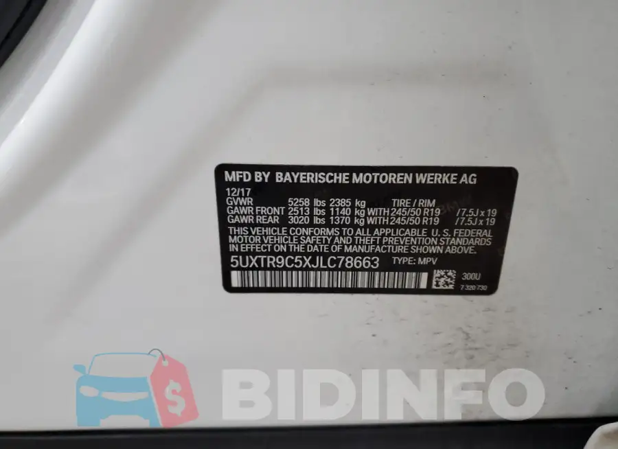 5UXTR9C5XJLC78663 Photo# 13