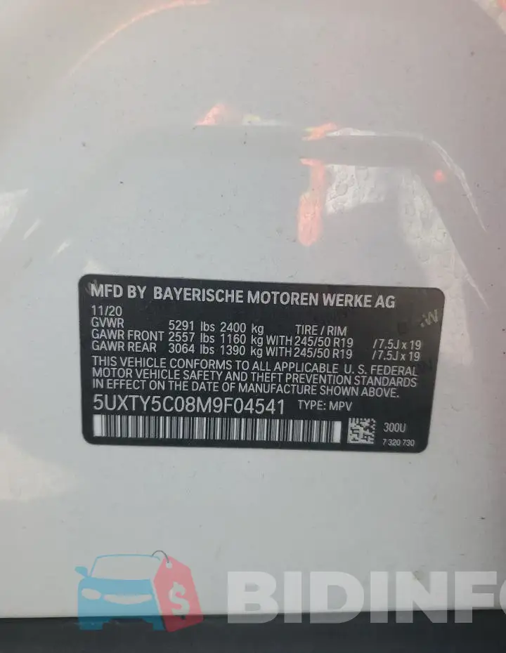 5UXTY5C08M9F04541 Photo# 14