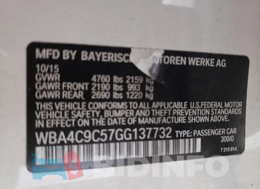 WBA4C9C57GG137732 Photo# 12