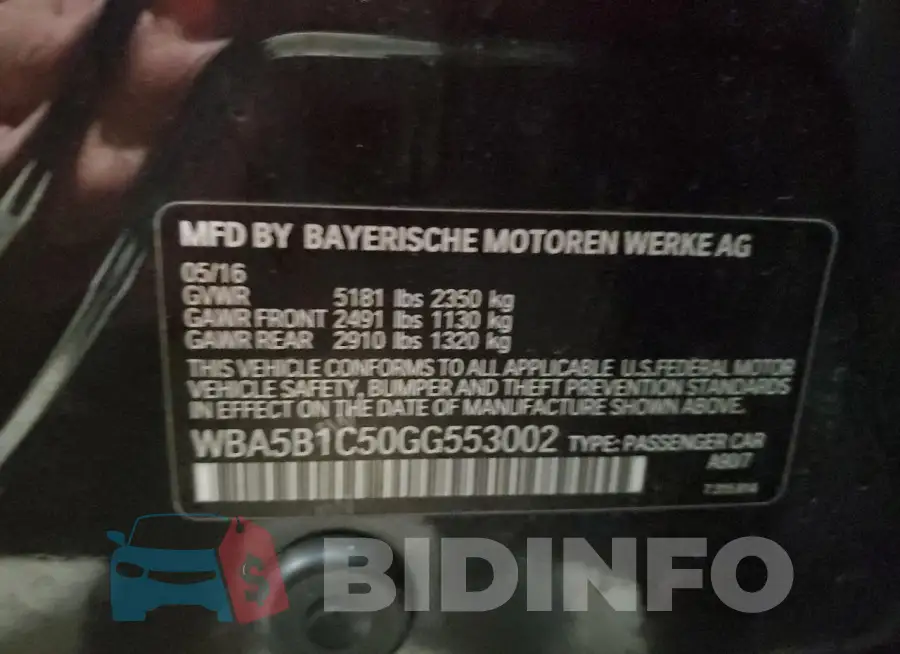 WBA5B1C50GG553002 Photo# 12