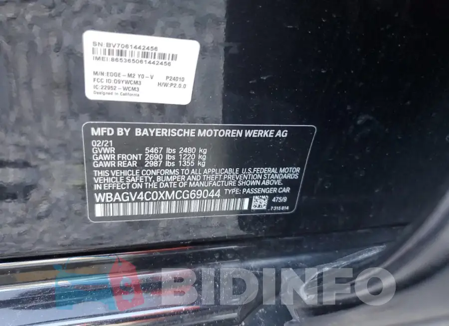 WBAGV4C0XMCG69044 Photo# 12