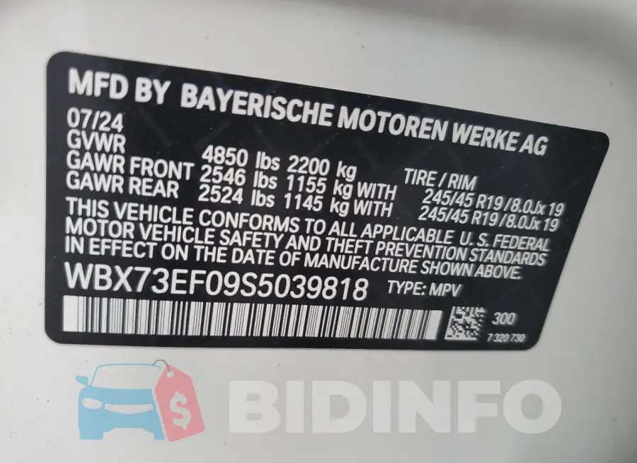 WBX73EF09S5039818 Photo# 13