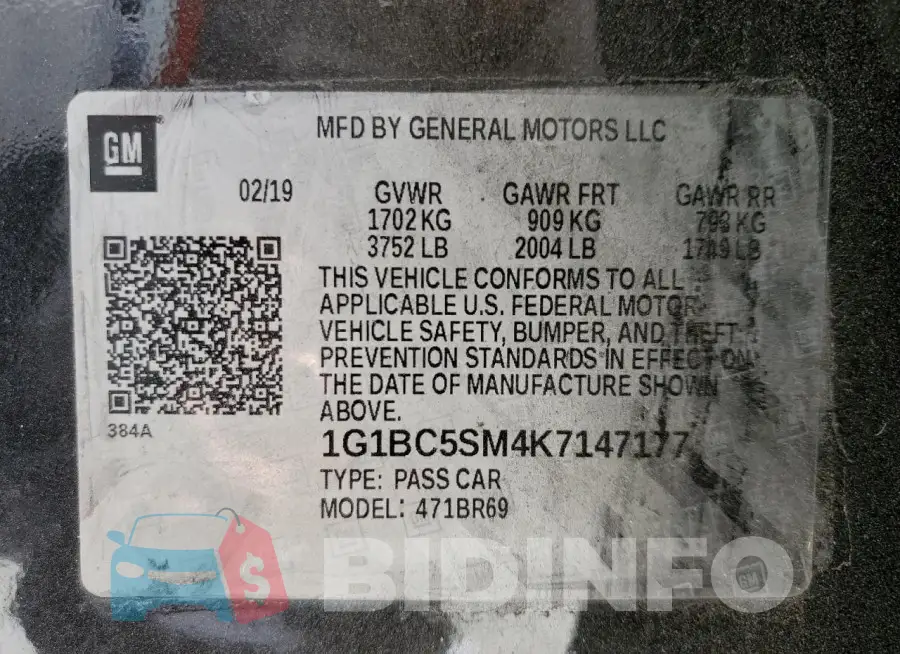 1G1BC5SM4K7147177 Photo# 12